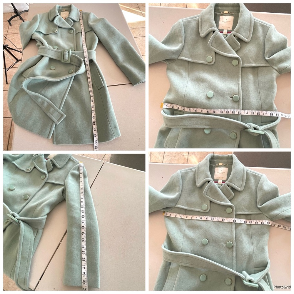 Kate Spade wool blend Light mint green double breasted wool coat size Medium - Picture 13 of 14